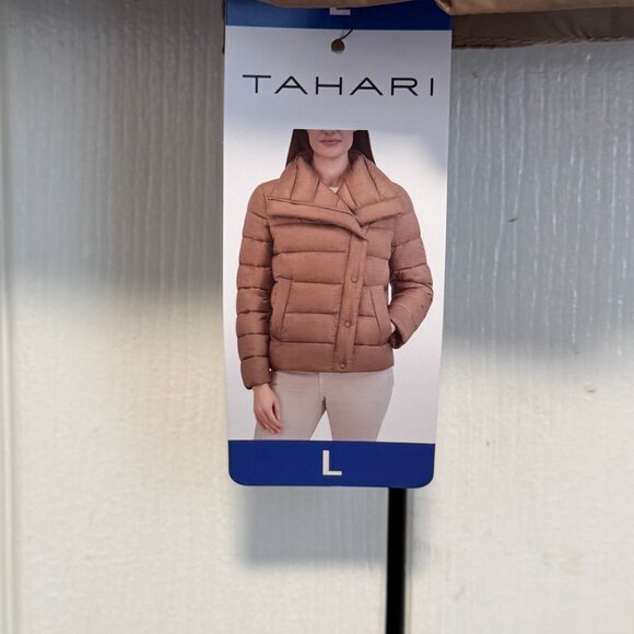 Tahari Ladies' Asymmetrical Puffer Jacket, Tan NEW WITH TAGS - Picture 8 of 9